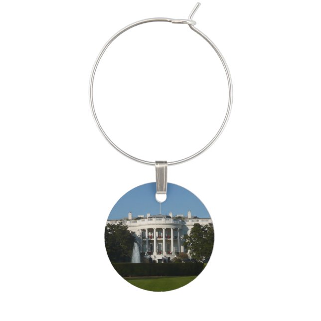 Christmas White House for Holidays Washington DC Wine Glass Charm (Front)