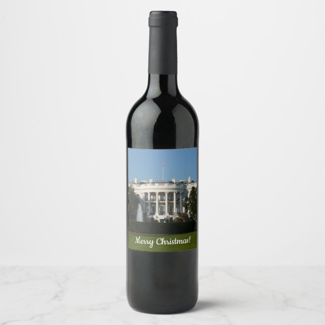 Christmas White House for Holidays Washington DC Wine Label (Front)
