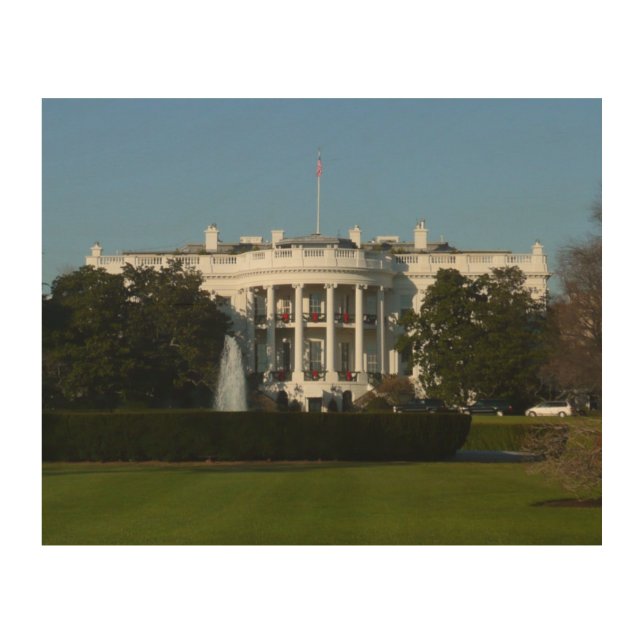 Christmas White House for Holidays Washington DC Wood Wall Art (Front)