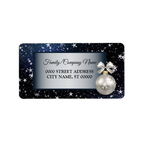 Christmas White Ornament Navy Blue Holidays Label