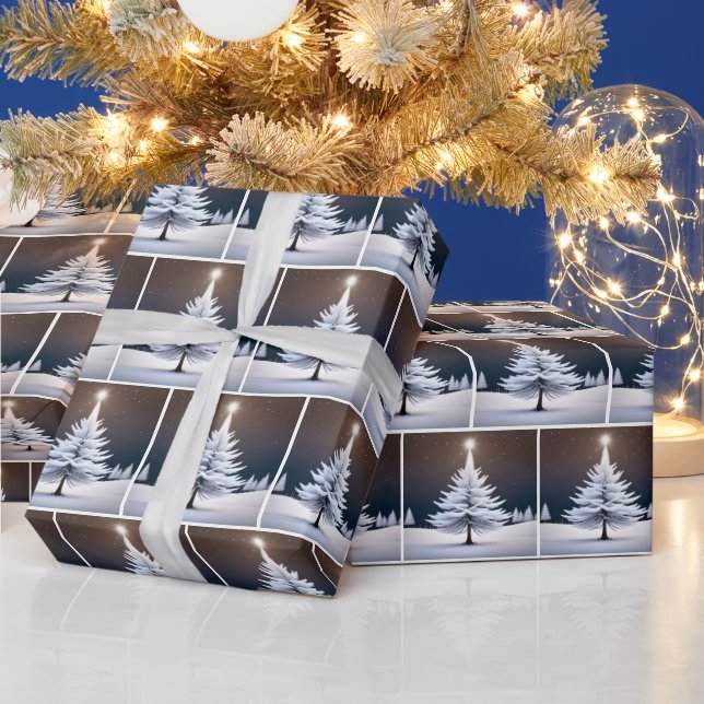 Christmas White Pine Tree and Star Wrapping Paper (Holidays)