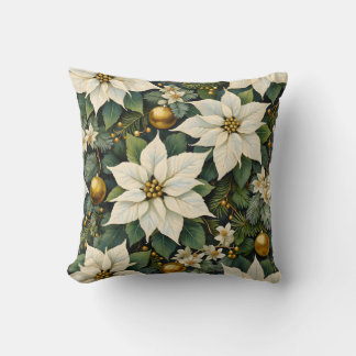 Christmas White Poinsettia Pillow