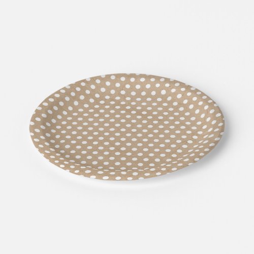 Christmas White Polka Dots Kraft Paper Plates