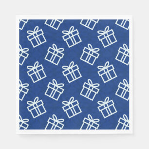 Christmas White Presents with Blue Background Napkins