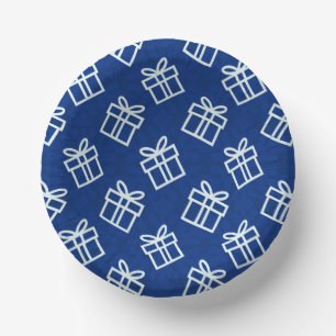 Christmas White Presents with Blue Background    Paper Bowls