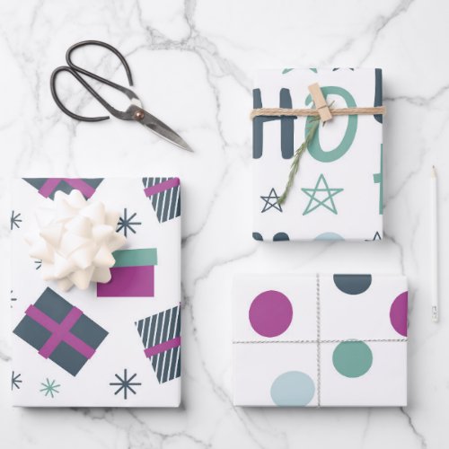 Christmas  white purple pastel simple funny  wrapping paper sheets