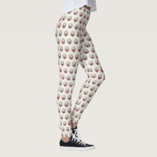 Christmas White Red Flowers Holidays Elegant Leggings