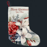 Christmas White Red Flowers Holidays Elegant Small Christmas Stocking<br><div class="desc">Christmas White Red Flowers Holidays Elegant Small Christmas Stocking. Unique,  beautiful,  stylish design. Easy to be personalized. Font style,  size and colors can be changed. Matching items are available.</div>
