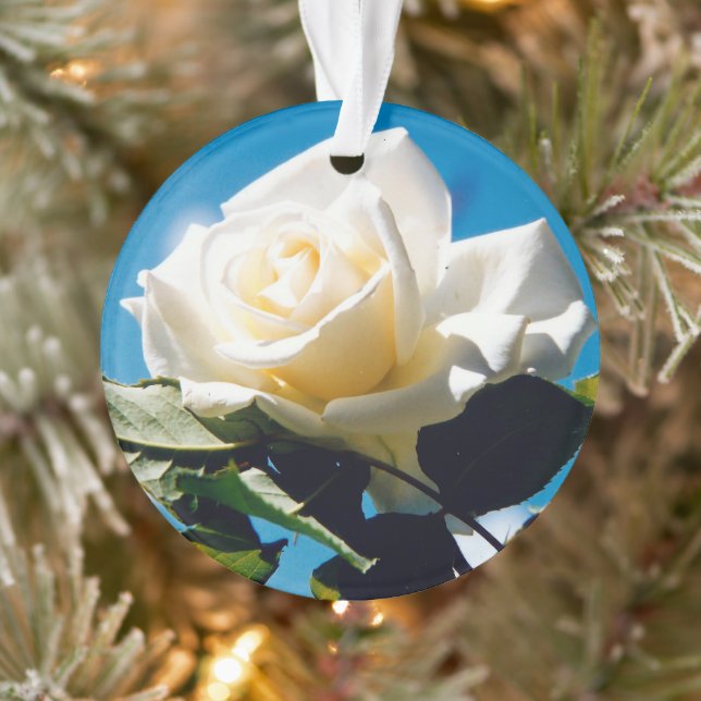 Christmas White rose - Celebrating Life  Ornament (Tree)