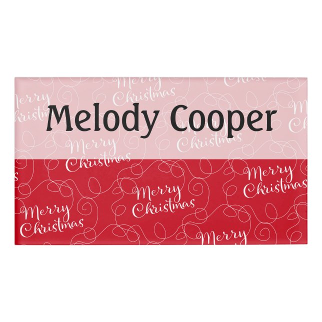 CHRISTMAS white seamless pattern with LINES Name Tag (Front)