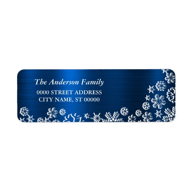 Christmas White Snowflakes Navy Blue Label (Front)