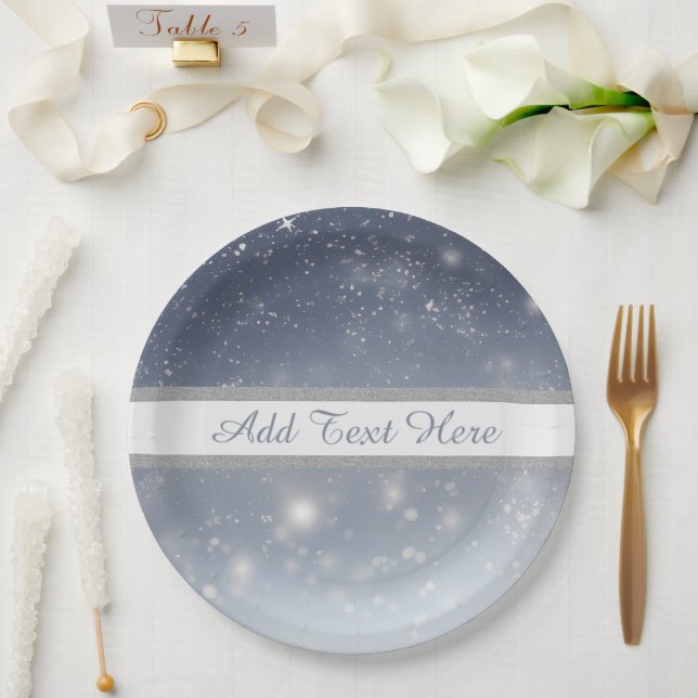 Christmas White Snowflakes Paper Plates (Wedding)