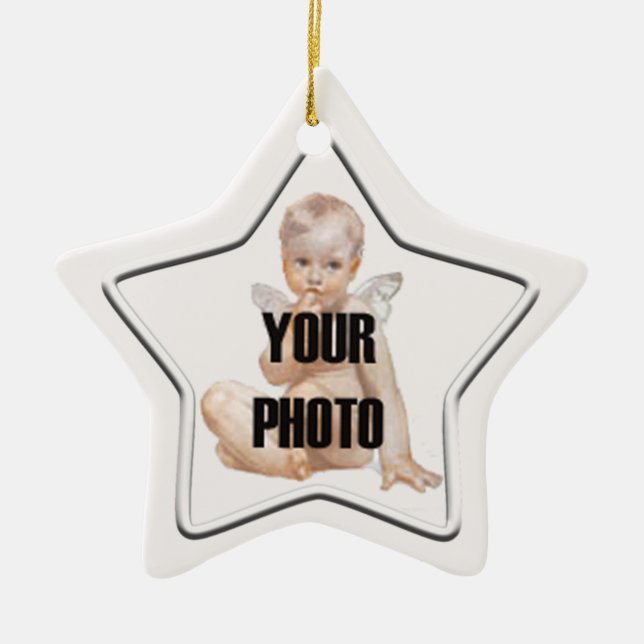 Christmas White Star Photo Frame Ornament (Front)