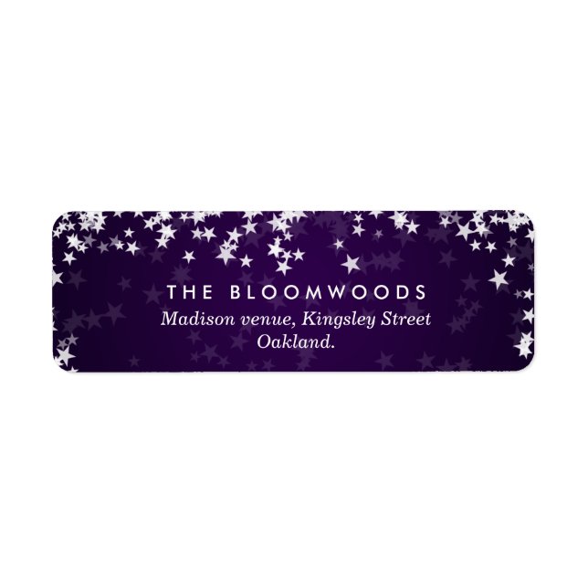Christmas White Stars Bright Purple Holiday Label (Front)