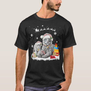 Christmas White Tiger Santa Hat Xmas Gifts Kids Bo T-Shirt
