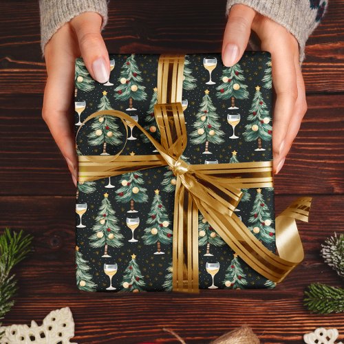 Christmas White Wine Lover Wrapping Paper