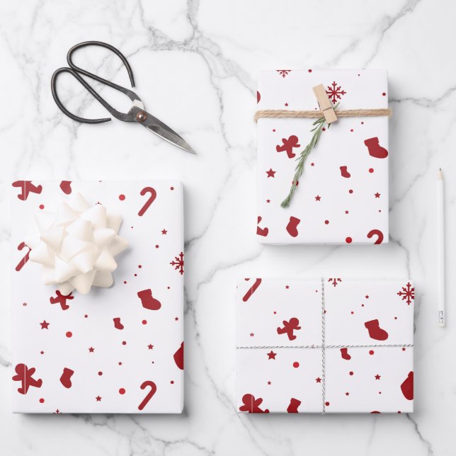 Christmas White Wrapping Paper Sheets (Front)