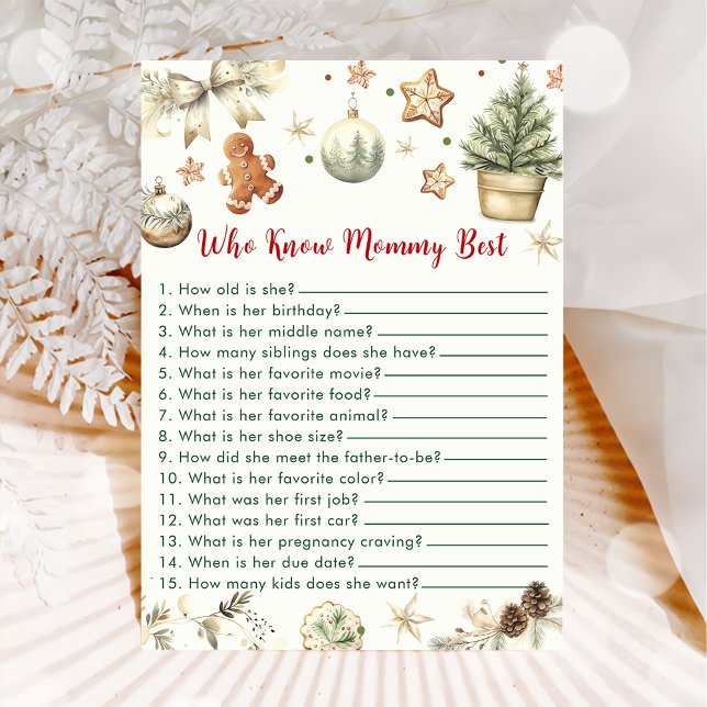 Christmas Who Knows Mommy Best Baby Shower Card (Creator Uploaded)