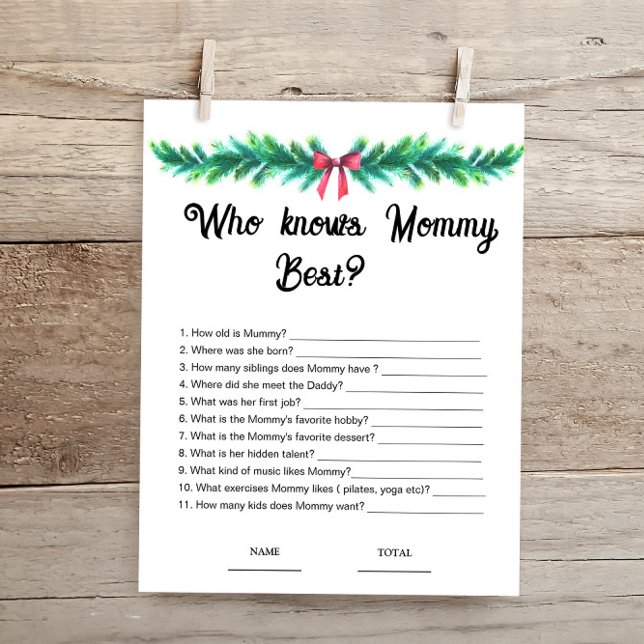 Christmas Who knows Mommy Best Baby Shower Game  (Creator Uploaded)