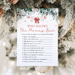 Christmas Who Knows Mommy Best Baby Shower Game Invitation