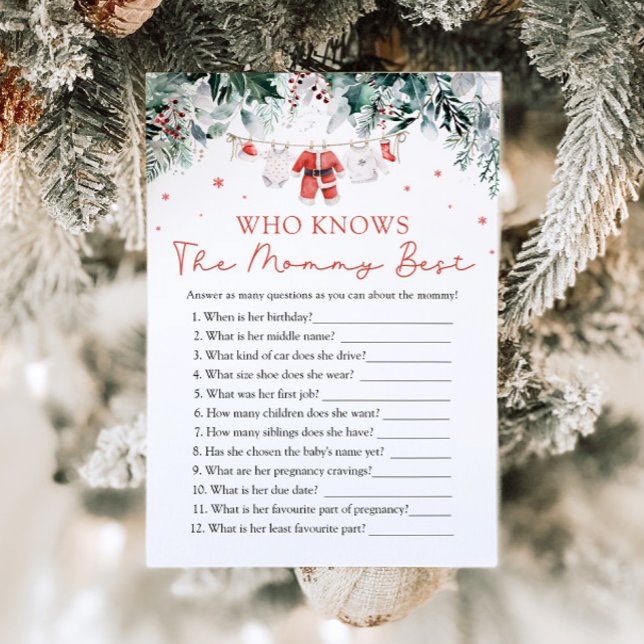 Christmas Who Knows Mommy Best Baby Shower Game Invitation (Creator Uploaded)