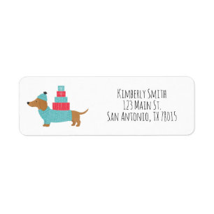 Christmas Wiener Dog Return Address  Label