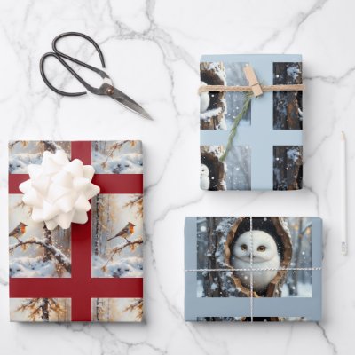 Christmas wild bird collection wrapping paper sheets
