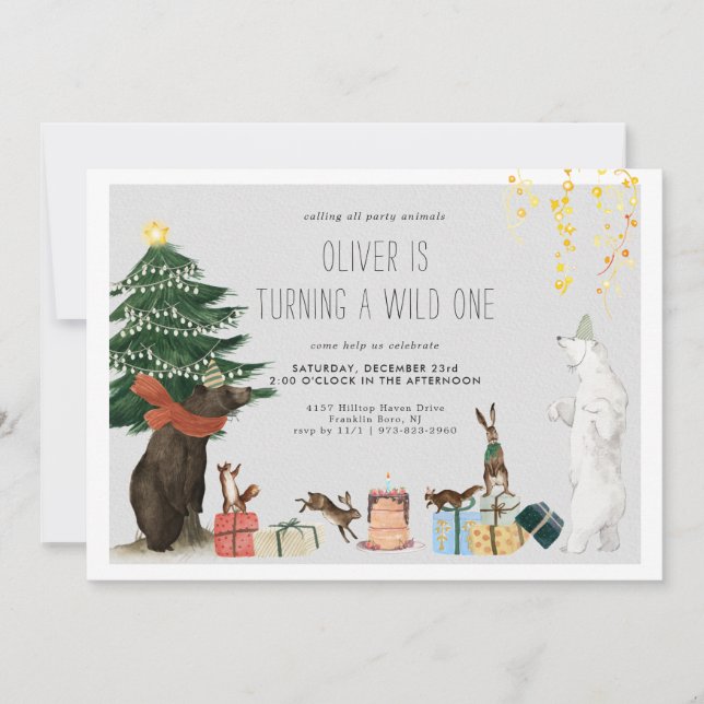 Christmas Wild One Party Animal Invitation (Front)