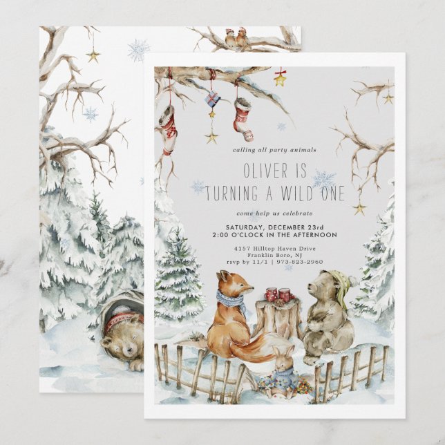 Christmas Wild One Party Animal Invitation (Front/Back)