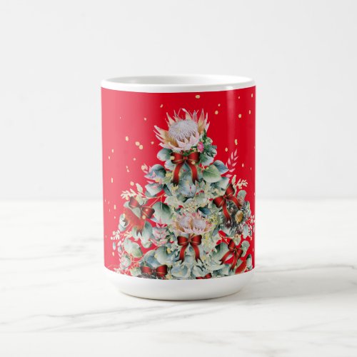 Christmas Wildflower Gold Red Tree Personal Coffee Mug