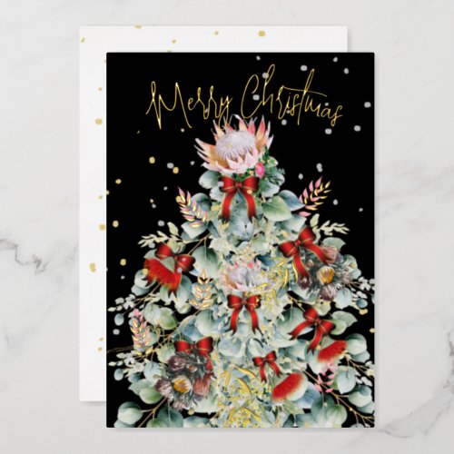 Christmas Wildflower Tree Elegant Greeting Foil Holiday Card