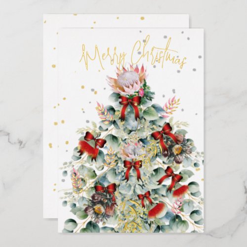 Christmas Wildflower Tree Greeting Foil Holiday Card