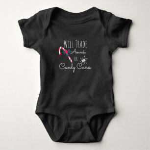 Christmas Will Trade For Name Candy Cane Baby Bodysuit