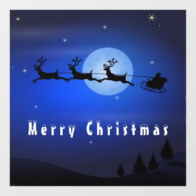 Christmas Window Cling Santa and Reindeers (Sheet)