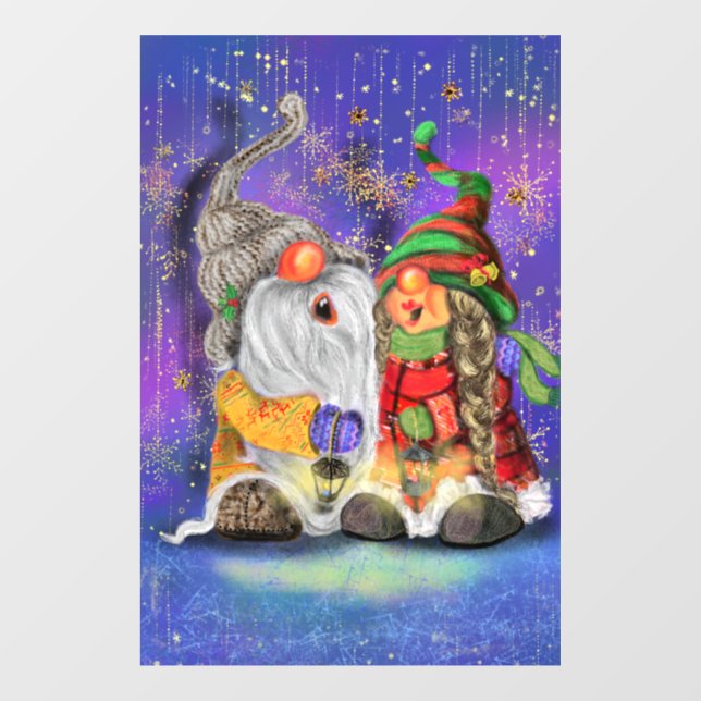 Christmas Window Cling with Happy Gnomes (Sheet)