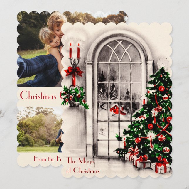 Christmas Window Lights Flat Photocard Holiday Card (Front/Back)