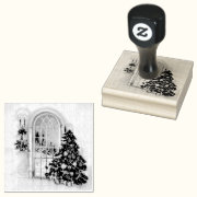 Christmas Window Lights Rubber Stamp