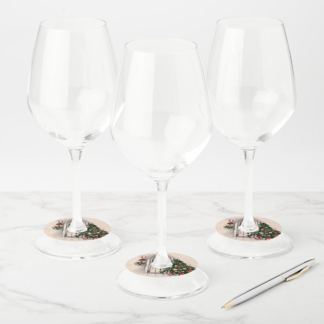 Christmas Window Lights Wine Glass Tag (Set)