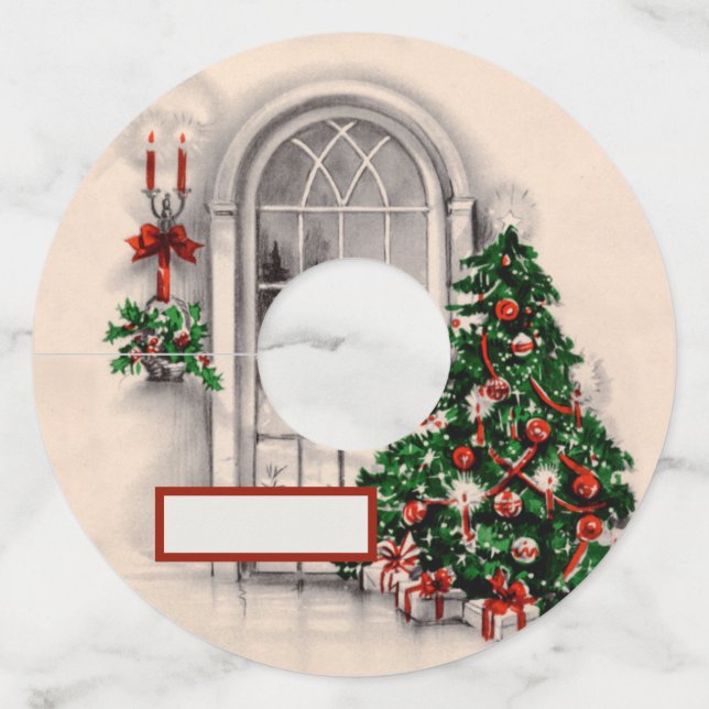 Christmas Window Lights Wine Glass Tag (Front)