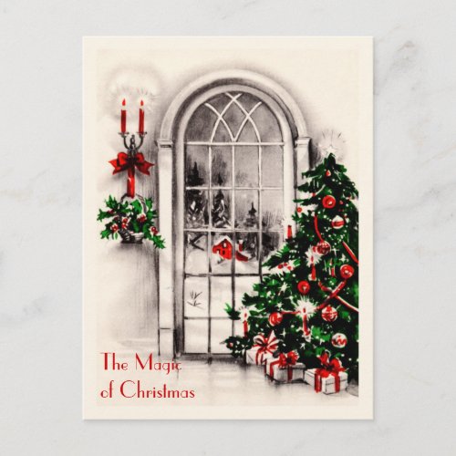 Christmas Window Vintage Postcard