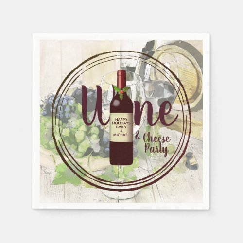 Christmas Wine and Cheese Party Corporate Event Napkins