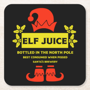 Christmas Wine And Sparkling Wine Labels Square Paper Coaster