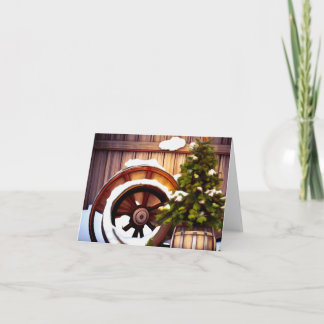 Christmas | Wine Barrel, Wagon Wheel, Snow, Tree Card
