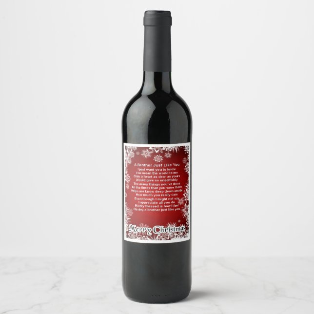 Christmas Wine Bottle Label - Brother  Poem (Front)