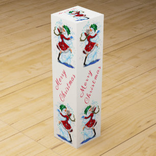 Christmas Wine Box Snowman and Girl Dance Funny