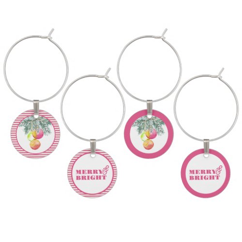 Christmas Wine Charms Vibrant Pink