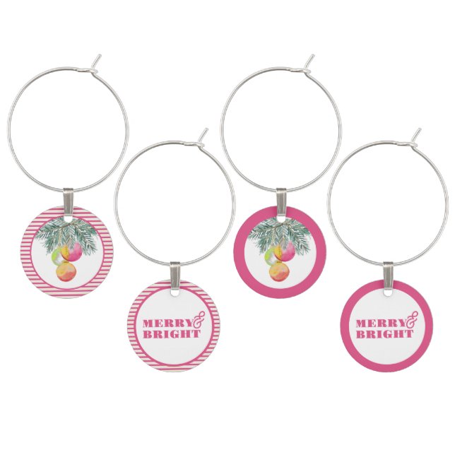Christmas Wine Charms Vibrant Pink (Staggered)