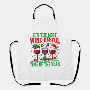 Christmas Wine-Derful Red Wine Design Apron