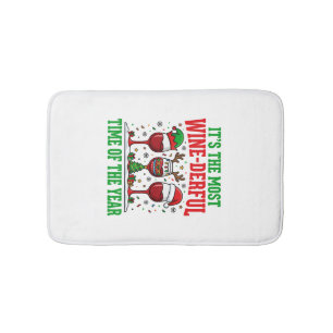 Christmas Wine-Derful Red Wine Design Bath Mat