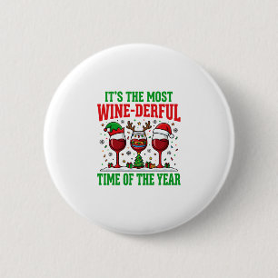 Christmas Wine-Derful Red Wine Design Button